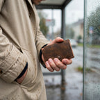 Porte-cartes pop-up en cuir anti-RFID porté en situation