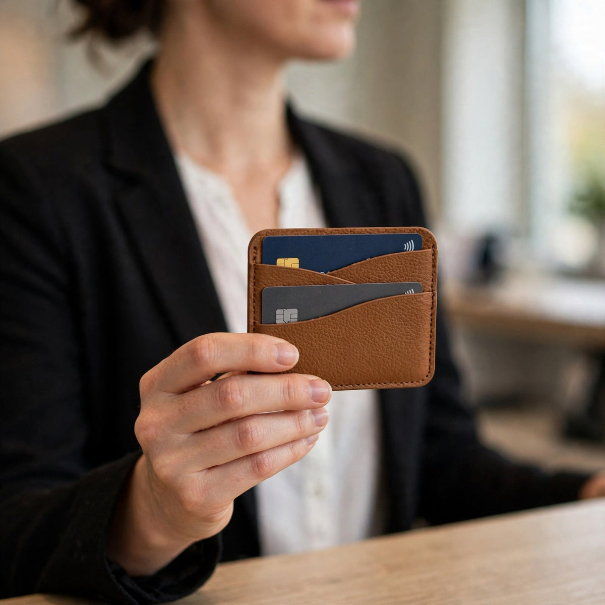 Porte-cartes mini compact porté en situation
