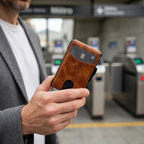 Porte-cartes rigide pop-up avec pince à billets porté en situation