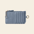 Porte-cartes en cuir zippé avec porte-clés
