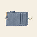 Porte-cartes en cuir zippé avec porte-clés