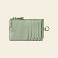 Porte-cartes en cuir zippé avec porte-clés