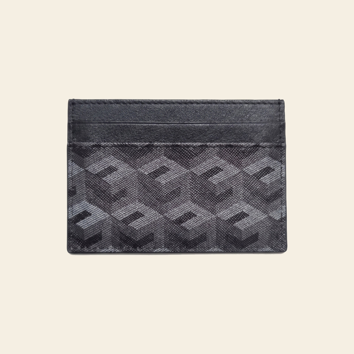 Porte-cartes en cuir motif monogramme