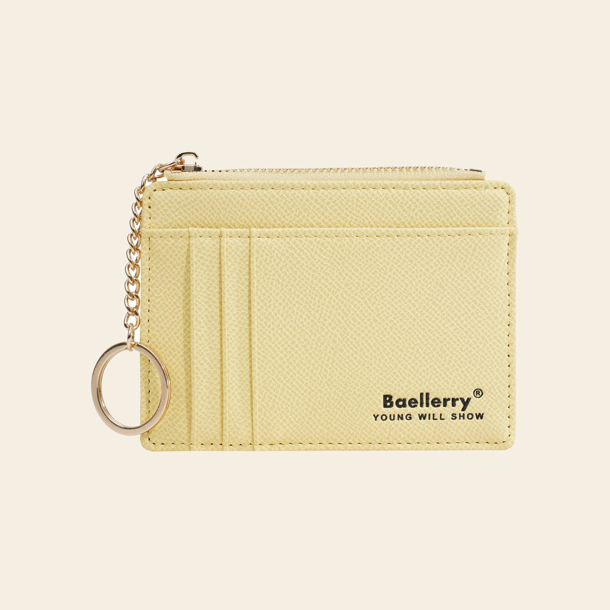 Porte-cartes en cuir porte-clés zippé