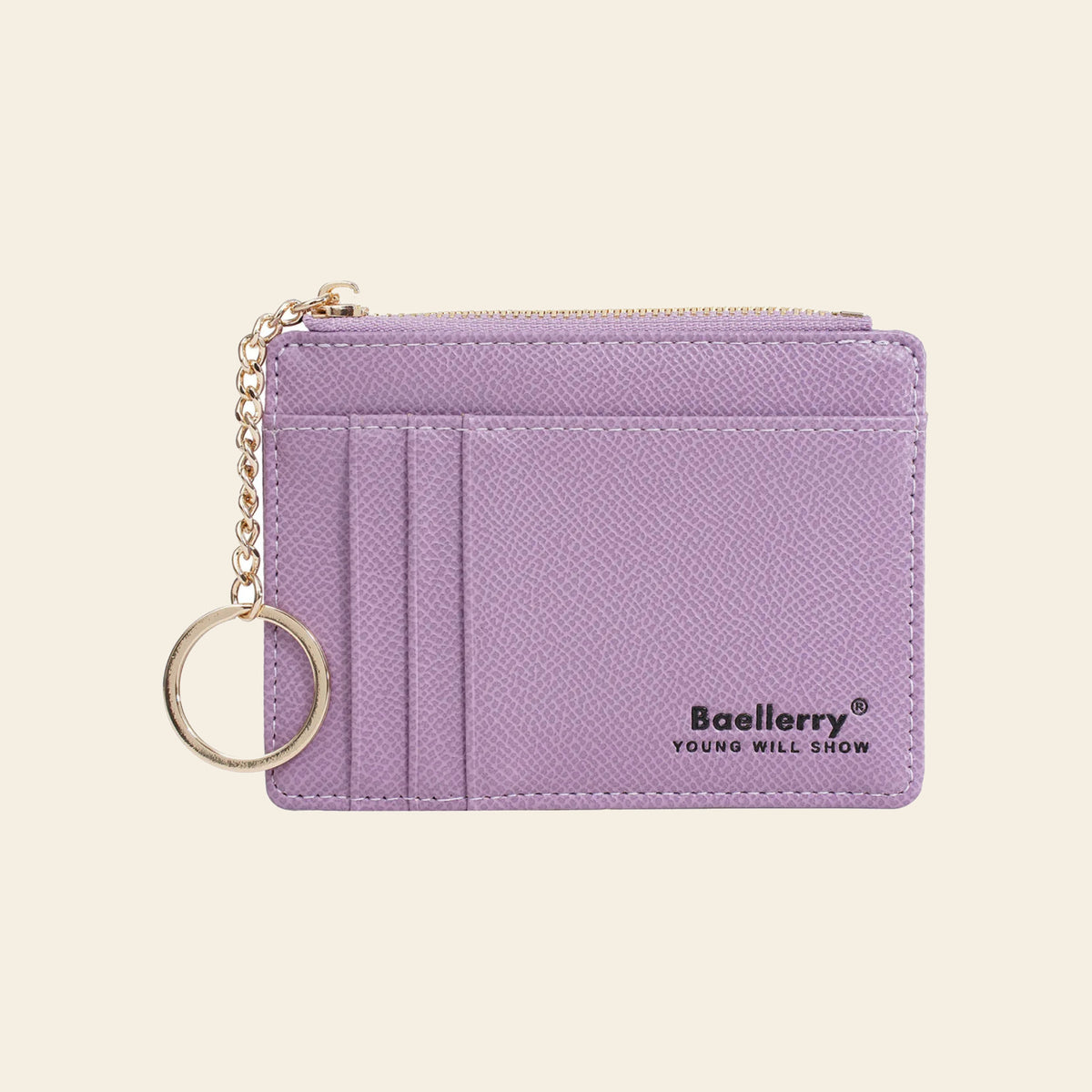 Porte-cartes en cuir porte-clés zippé