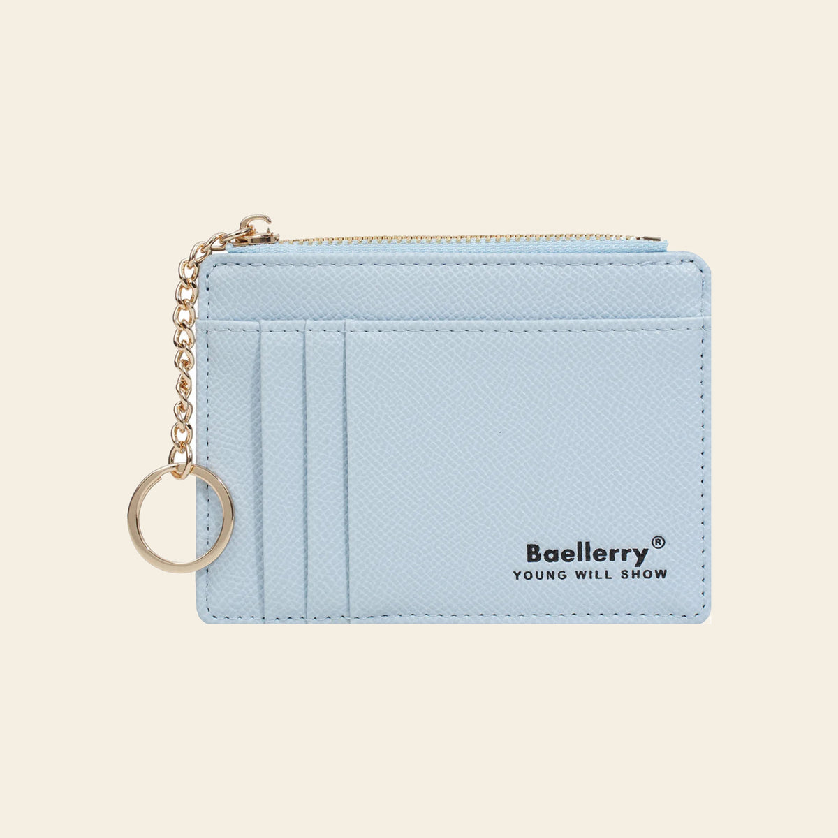Porte-cartes en cuir porte-clés zippé
