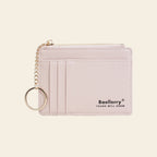 Porte-cartes en cuir porte-clés zippé