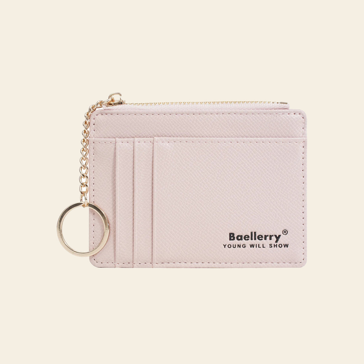 Porte-cartes en cuir porte-clés zippé