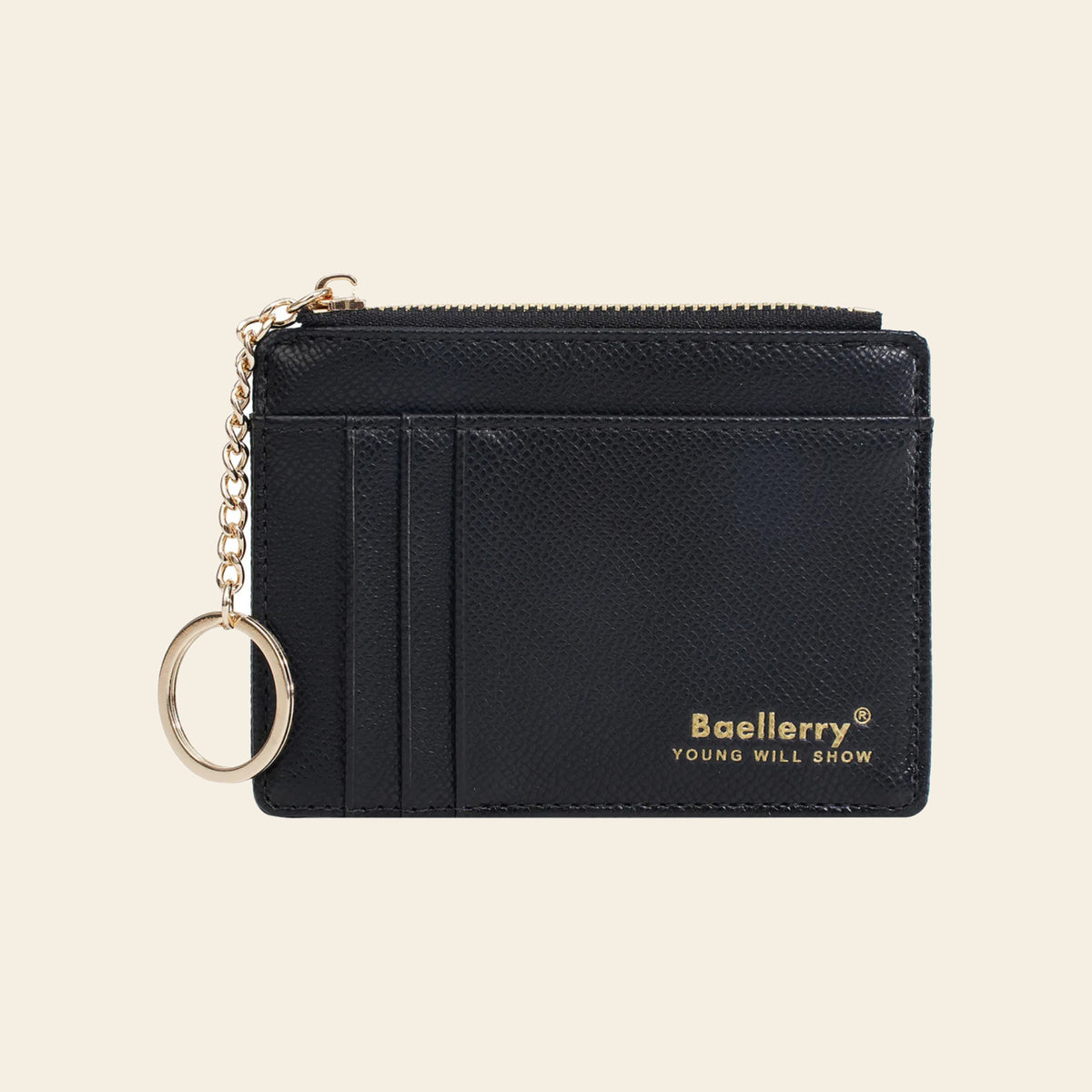 Porte-cartes en cuir porte-clés zippé