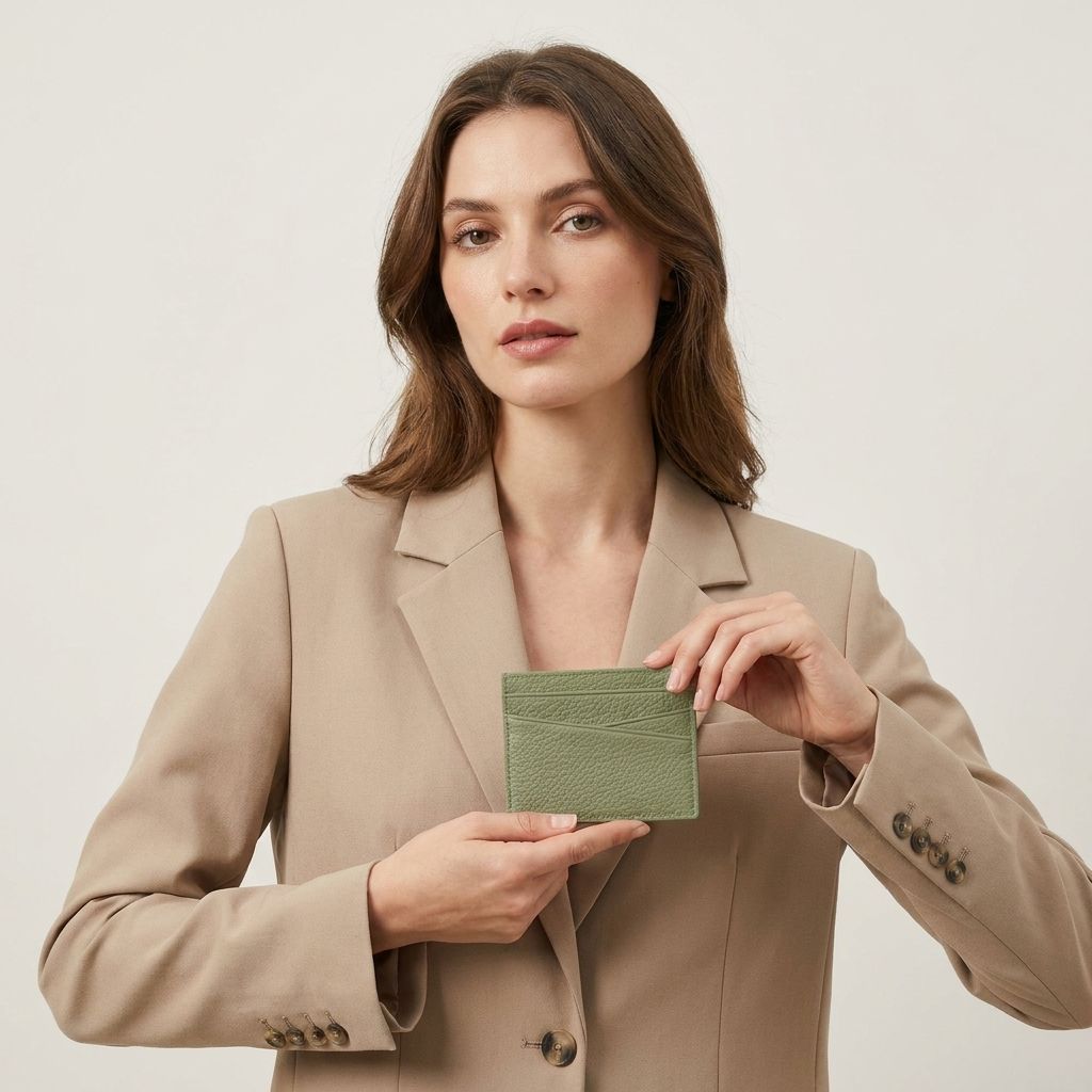Porte-cartes en cuir design asymétrique