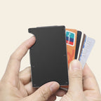Porte-cartes en aluminium pour homme élastique automatique pop-up sécurisé anti-RFID