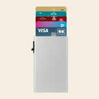 Porte-cartes en aluminium pour homme fin automatique pop-up sécurisé anti-RFID