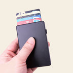 Porte-cartes en aluminium pour homme rigide automatique pop-up sécurisé anti-RFID