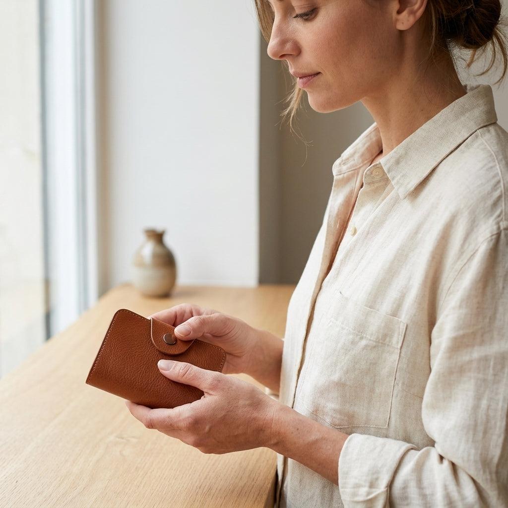 Porte-cartes en cuir luxe accordéon grande capacité unisexe