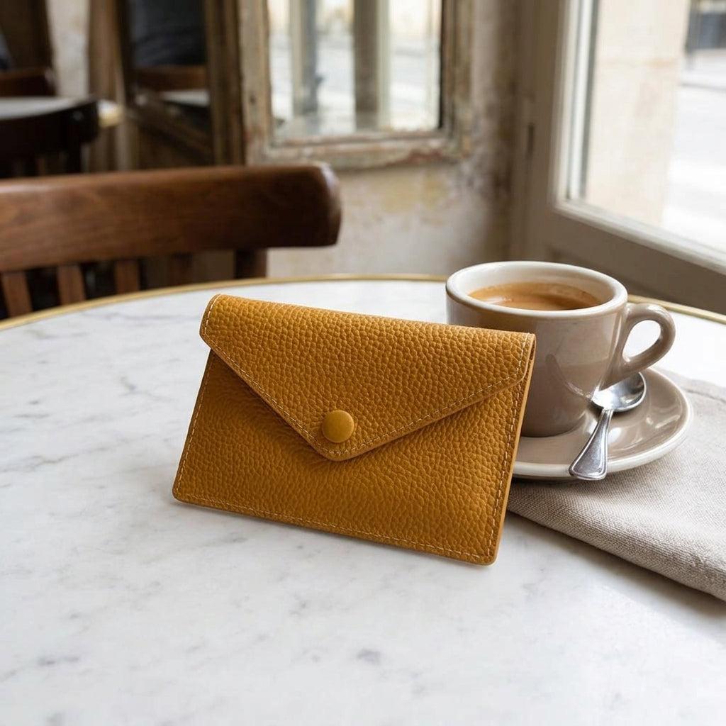 Porte-cartes en cuir luxe pour femme enveloppe