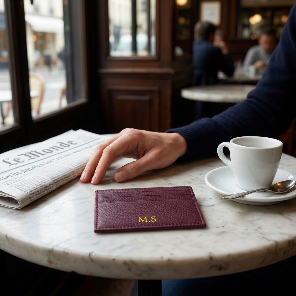 Porte-cartes en cuir luxe pour femme personnalisé initiales