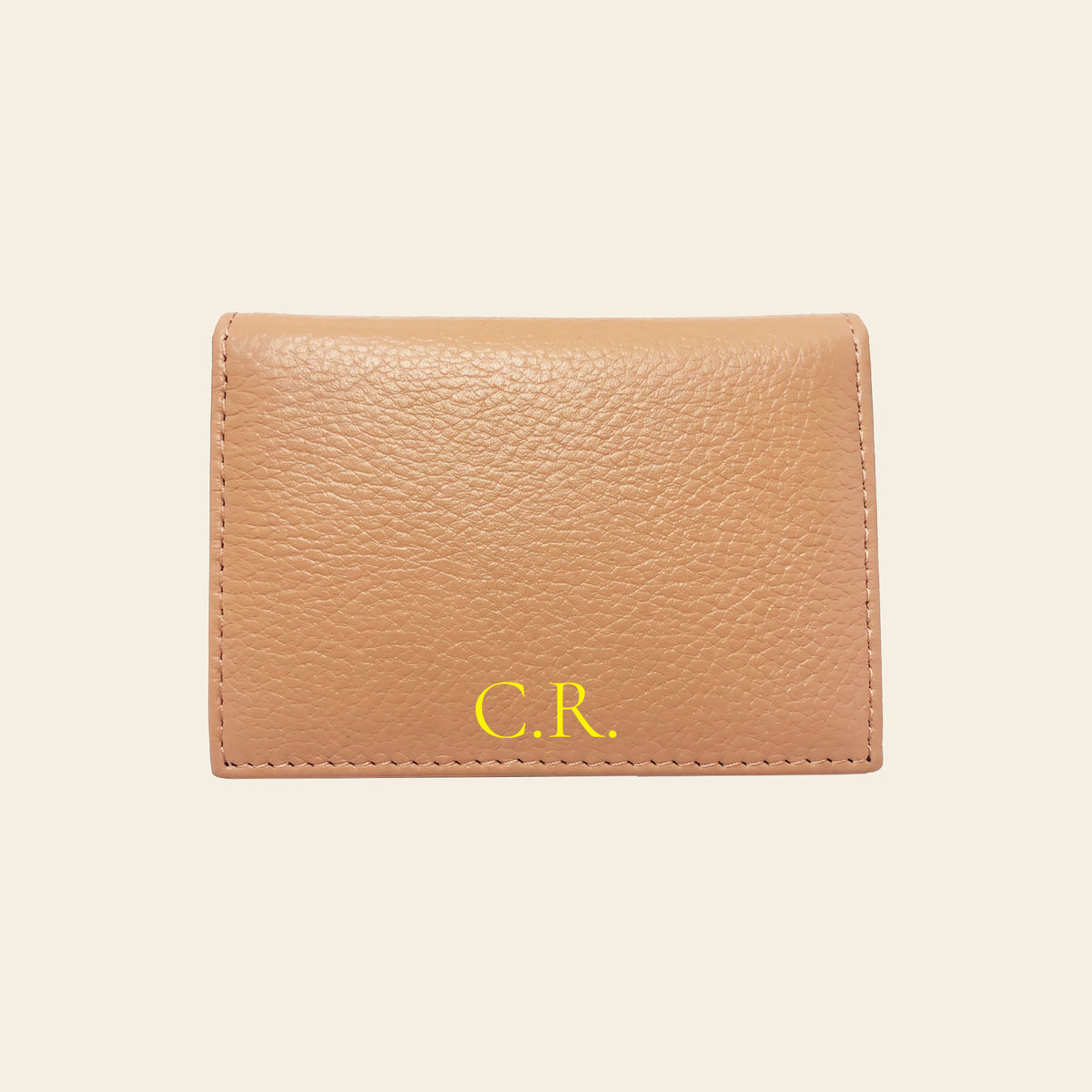 Porte-cartes en cuir luxe pour femme pliable personnalisé initiales