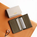 Porte-cartes en cuir luxe pour femme pliable personnalisé initiales