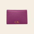 Porte-cartes en cuir luxe pour femme pliable personnalisé initiales
