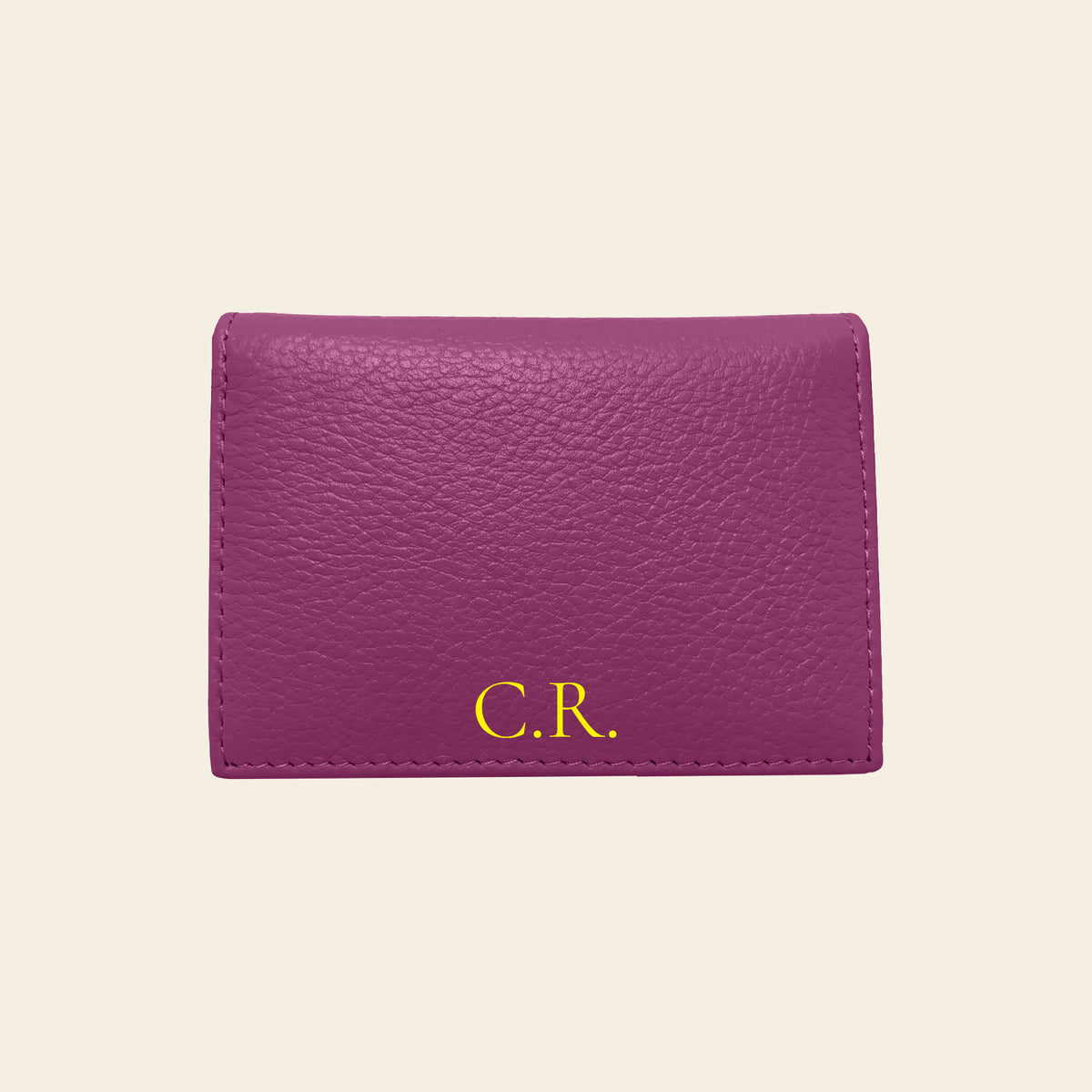 Porte-cartes en cuir luxe pour femme pliable personnalisé initiales