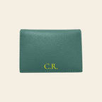 Porte-cartes en cuir luxe pour femme pliable personnalisé initiales