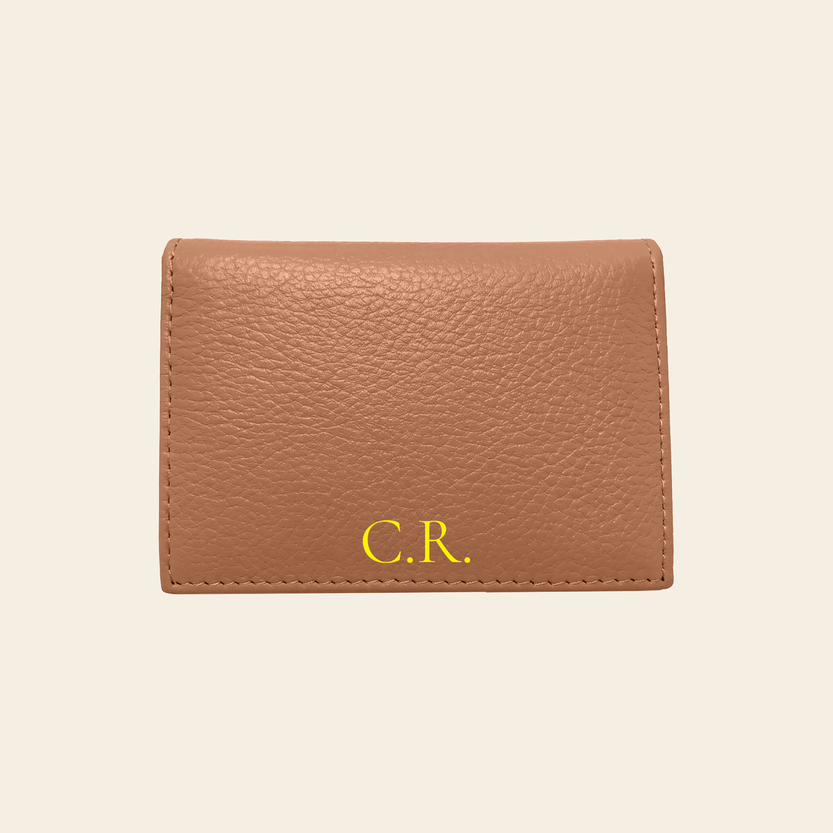 Porte-cartes en cuir luxe pour femme pliable personnalisé initiales