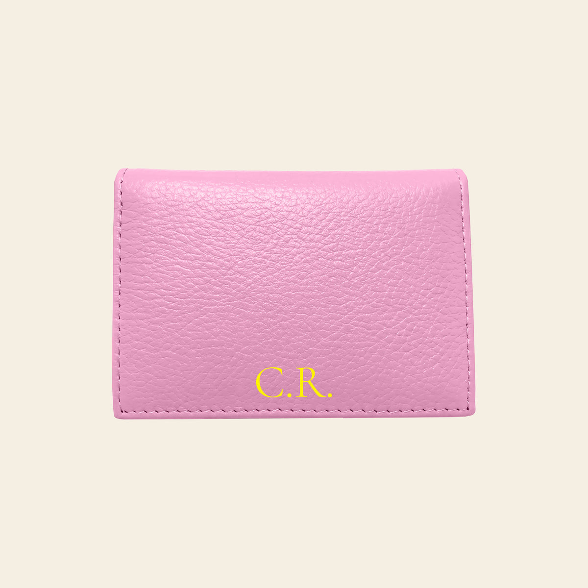 Porte-cartes en cuir luxe pour femme pliable personnalisé initiales