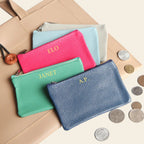 Porte-cartes en cuir luxe pour femme pochette zippé porte monnaie personnalisé