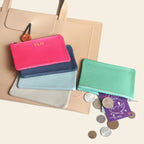 Porte-cartes en cuir luxe pour femme pochette zippé porte monnaie personnalisé