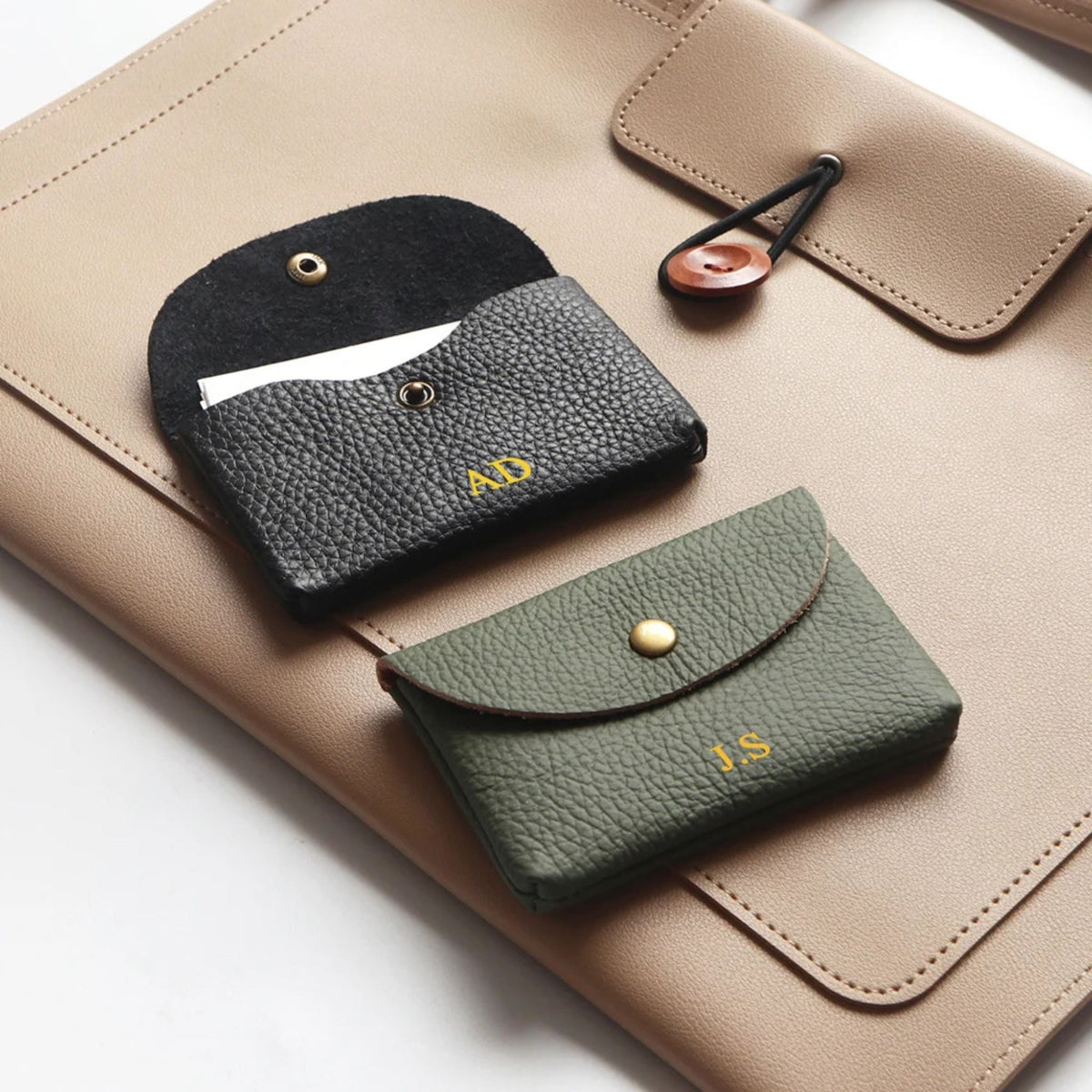 Porte-cartes en cuir luxe pour femme porte monnaie personnalisé initiales