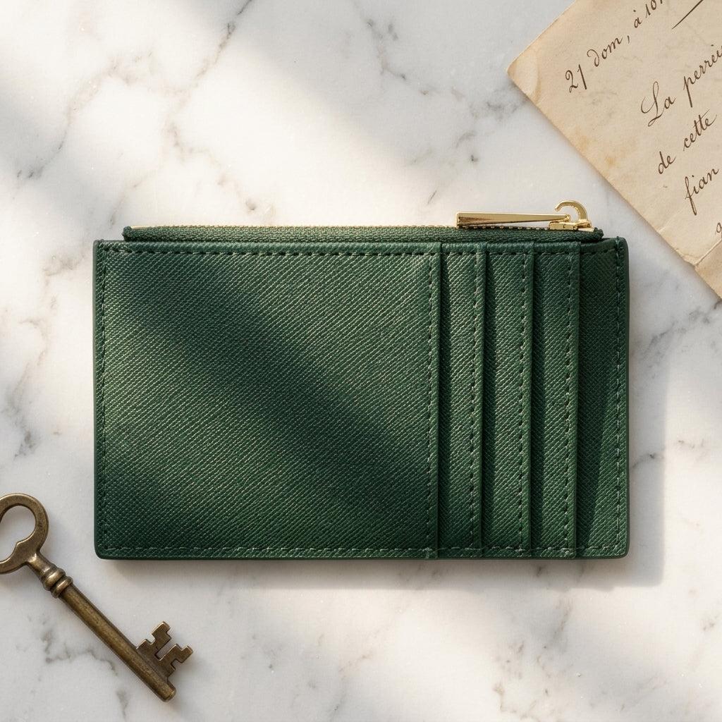 Porte-cartes en cuir luxe pour femme zippé fin