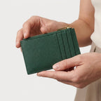 Porte-cartes en cuir luxe pour femme zippé fin