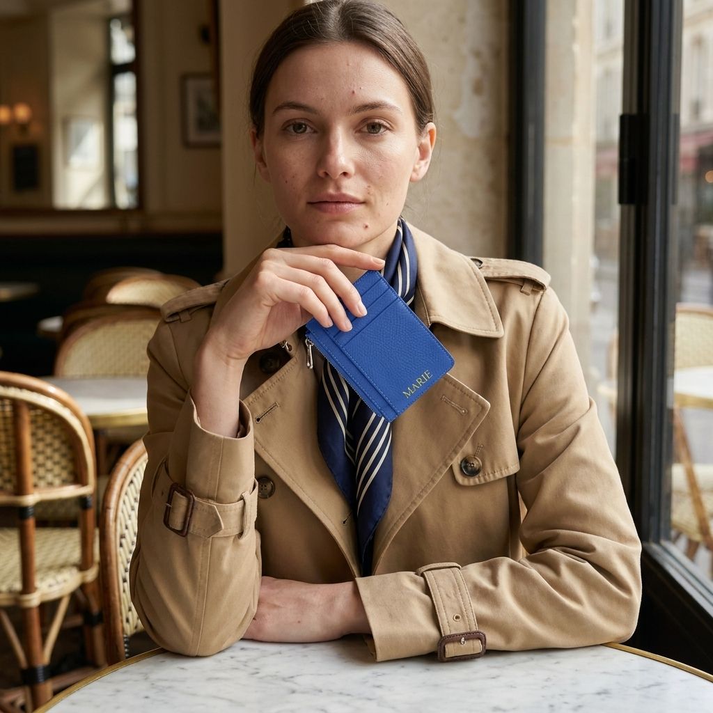 Porte-cartes en cuir luxe pour femme zippé vertical personnalisé
