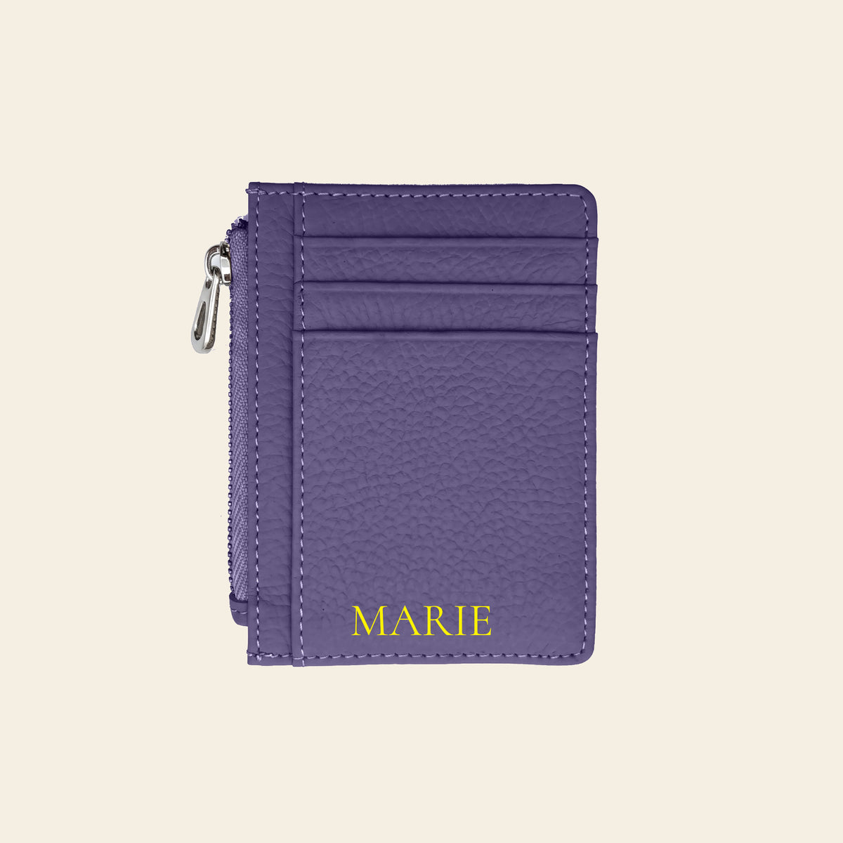 Porte-cartes en cuir luxe pour femme zippé vertical personnalisé
