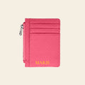 Porte-cartes en cuir luxe pour femme zippé vertical personnalisé