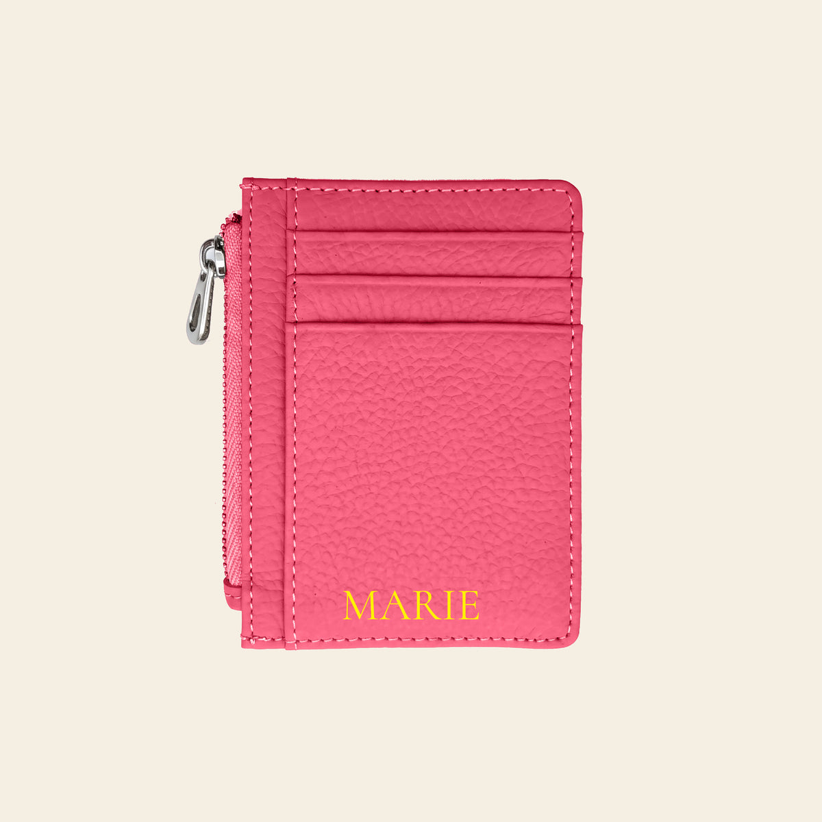 Porte-cartes en cuir luxe pour femme zippé vertical personnalisé