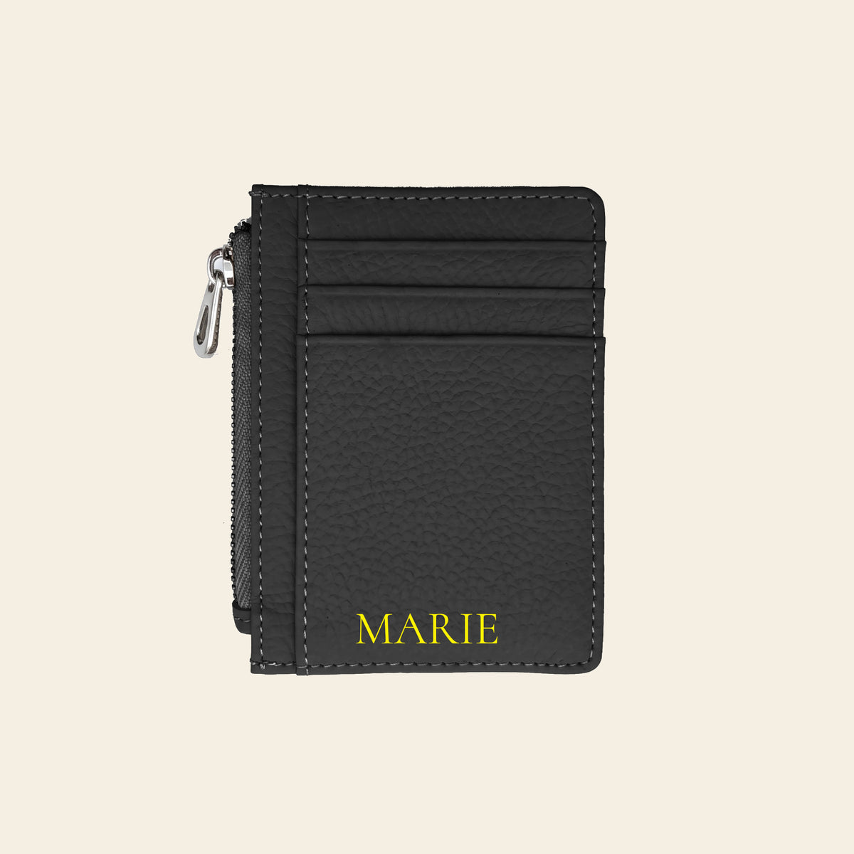 Porte-cartes en cuir luxe pour femme zippé vertical personnalisé