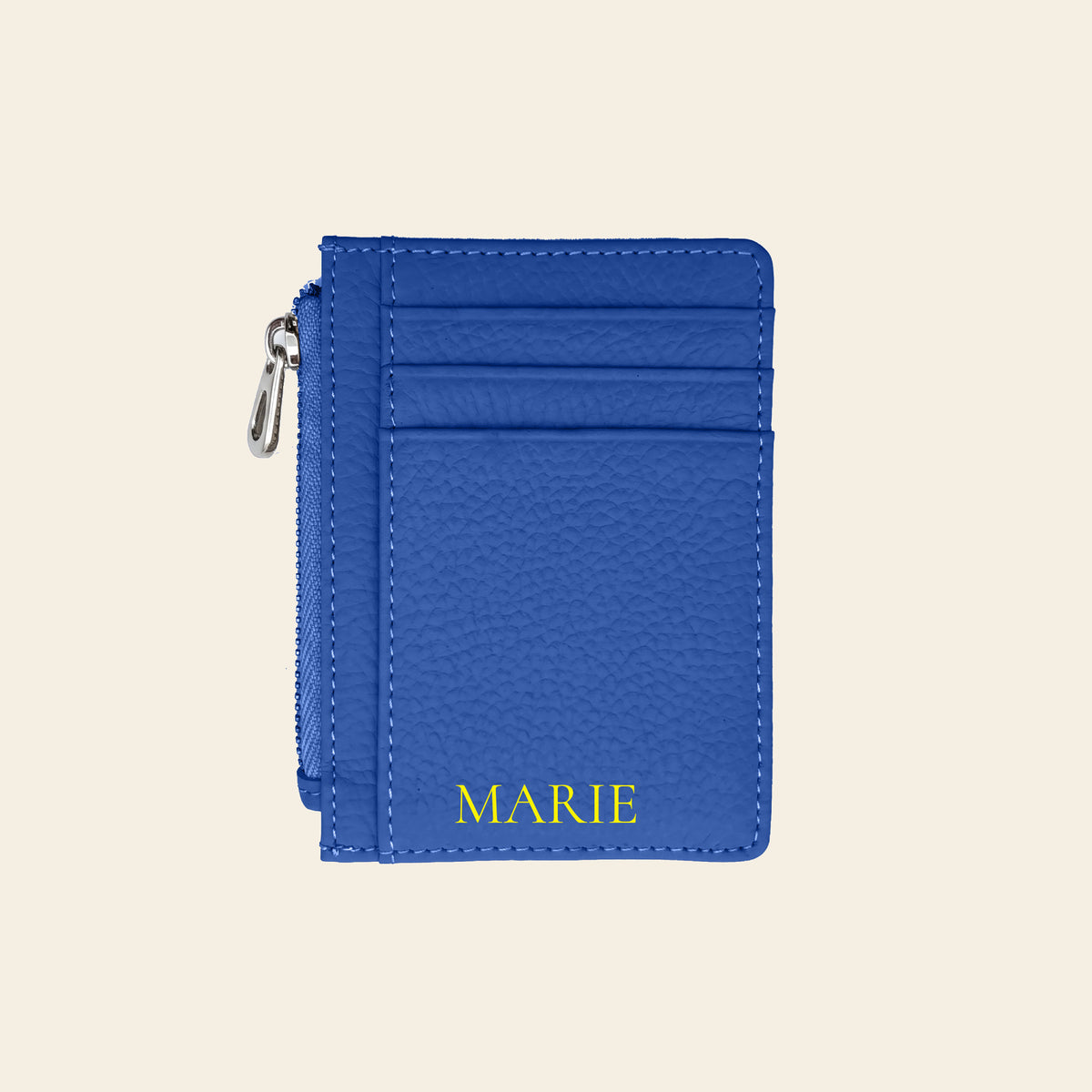 Porte-cartes en cuir luxe pour femme zippé vertical personnalisé