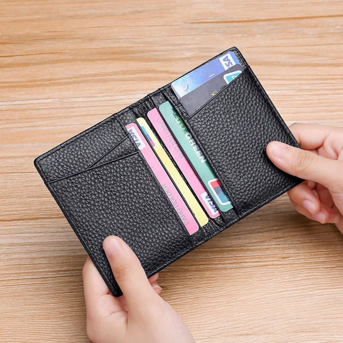 Porte-cartes en cuir luxe pour homme 2 volets fin