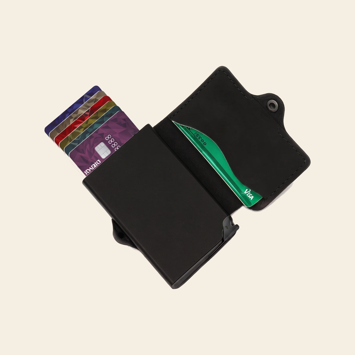Porte-cartes en cuir luxe pour homme automatique pop-up sécurisé anti-RFID
