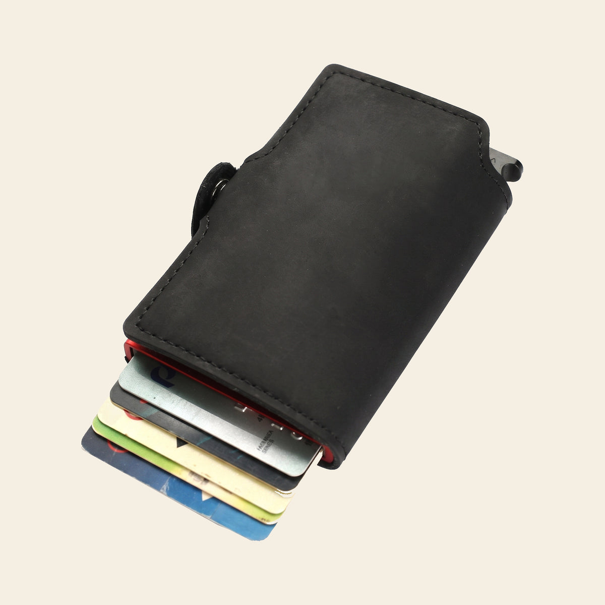 Porte-cartes en cuir luxe pour homme automatique pop-up sécurisé anti-RFID