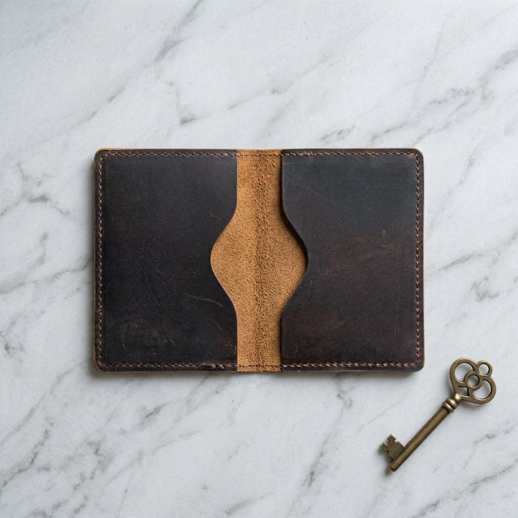Porte-cartes en cuir luxe pour homme double pliable vertical