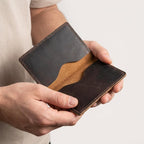 Porte-cartes en cuir luxe pour homme double pliable vertical