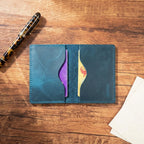 Porte-cartes en cuir luxe pour homme double pliable vertical