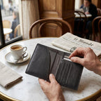 Porte-cartes en cuir luxe pour homme grand format pliable