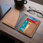 Porte-cartes en cuir luxe pour homme grand format pliable