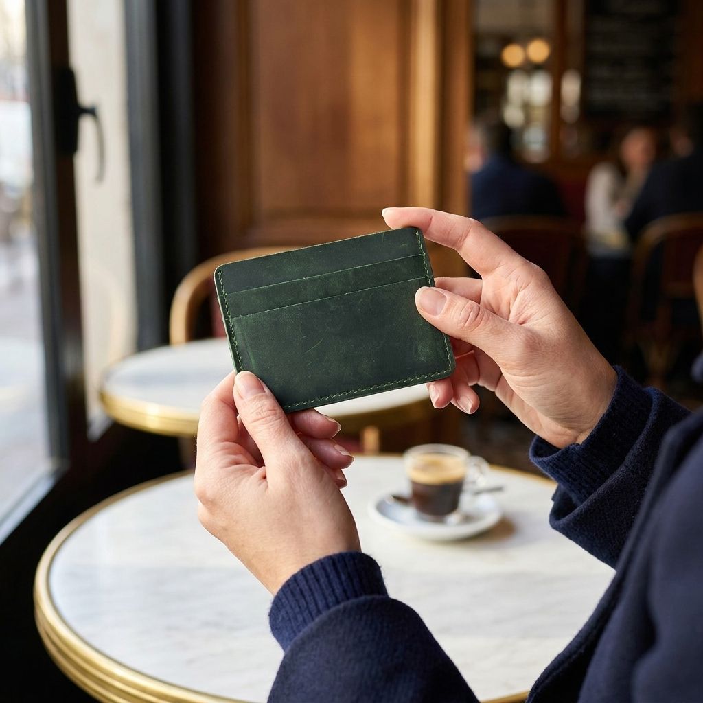 Porte-cartes en cuir luxe pour homme mini minimaliste