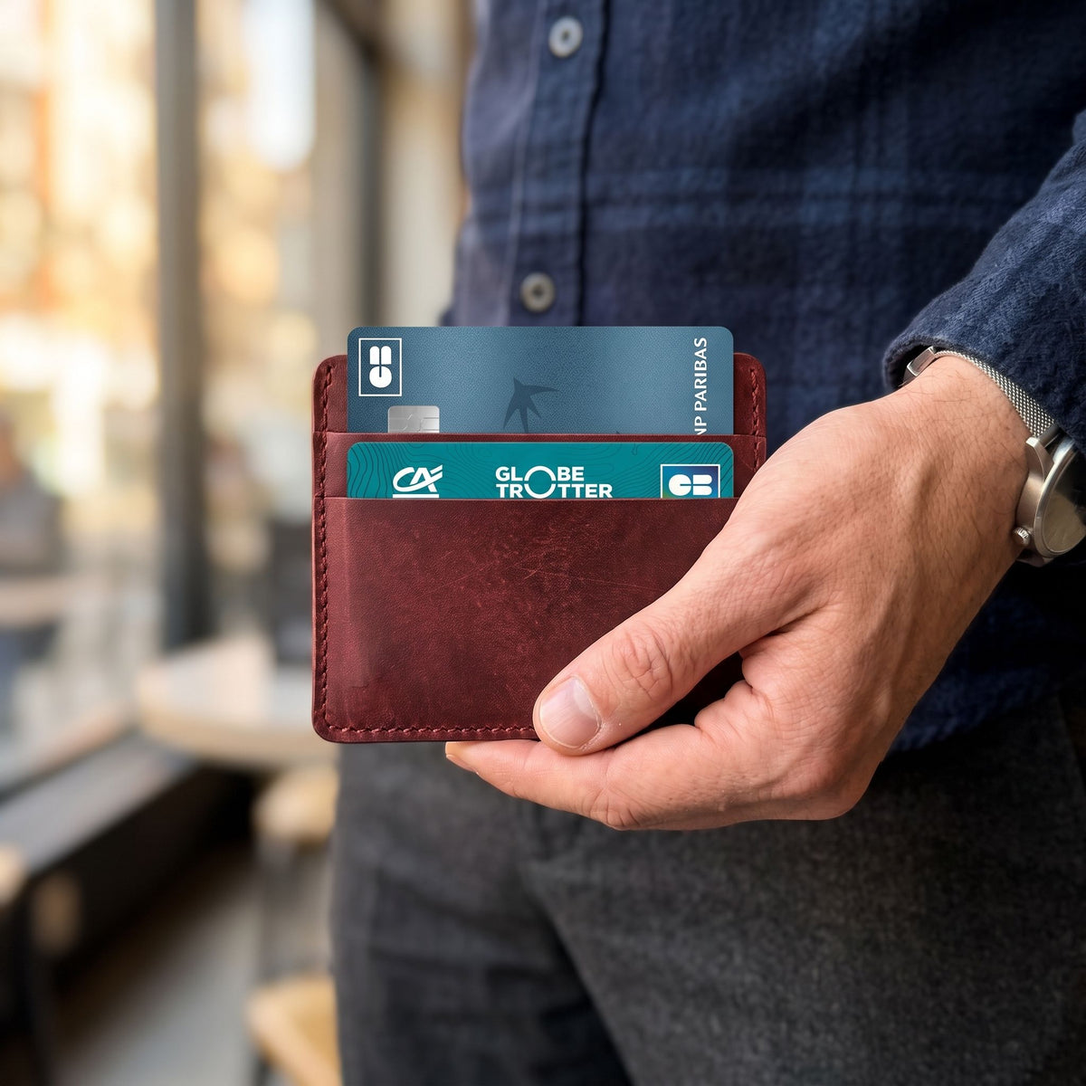 Porte-cartes en cuir luxe pour homme mini minimaliste