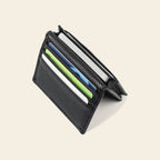 Porte-cartes en cuir luxe pour homme pliable compact