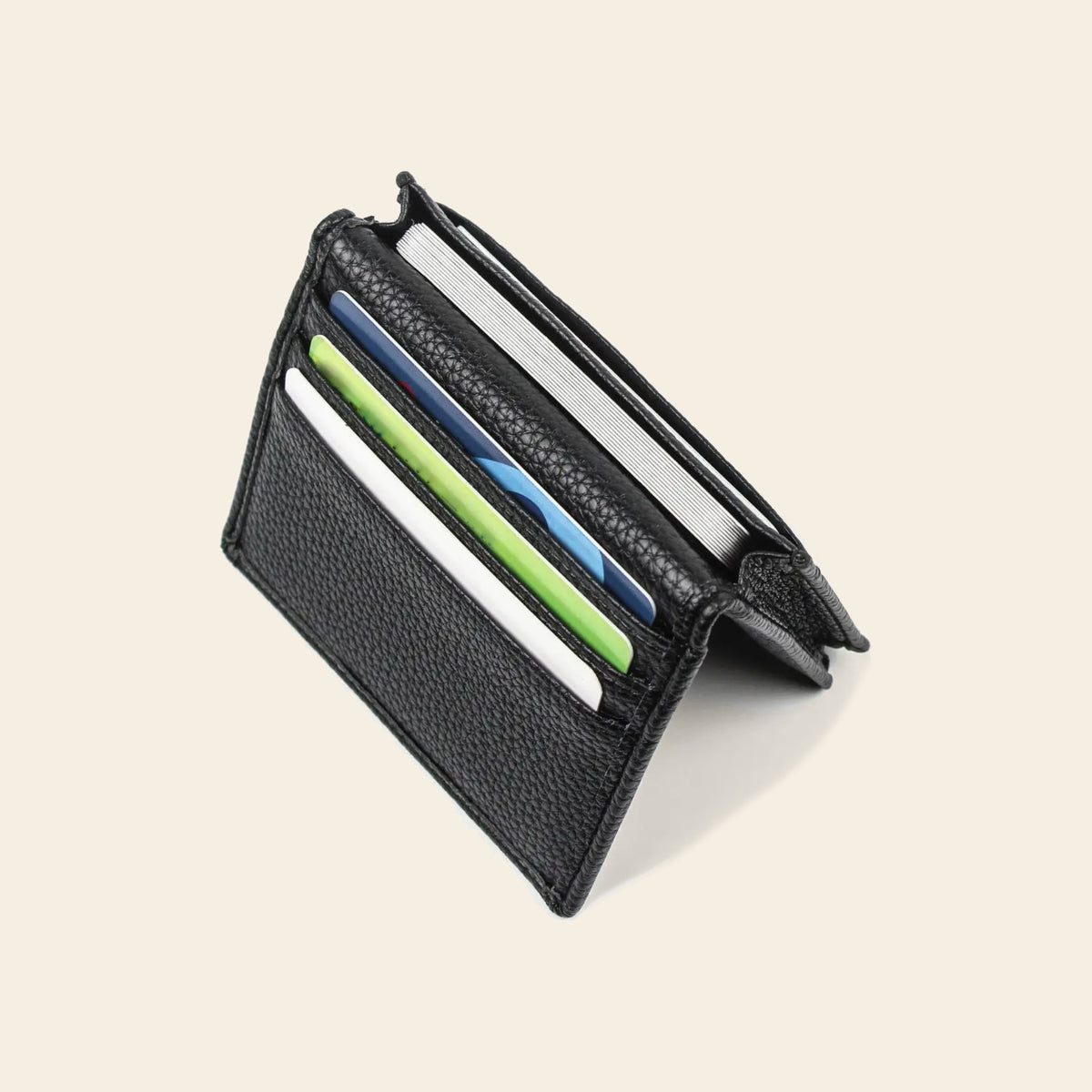 Porte-cartes en cuir luxe pour homme pliable compact